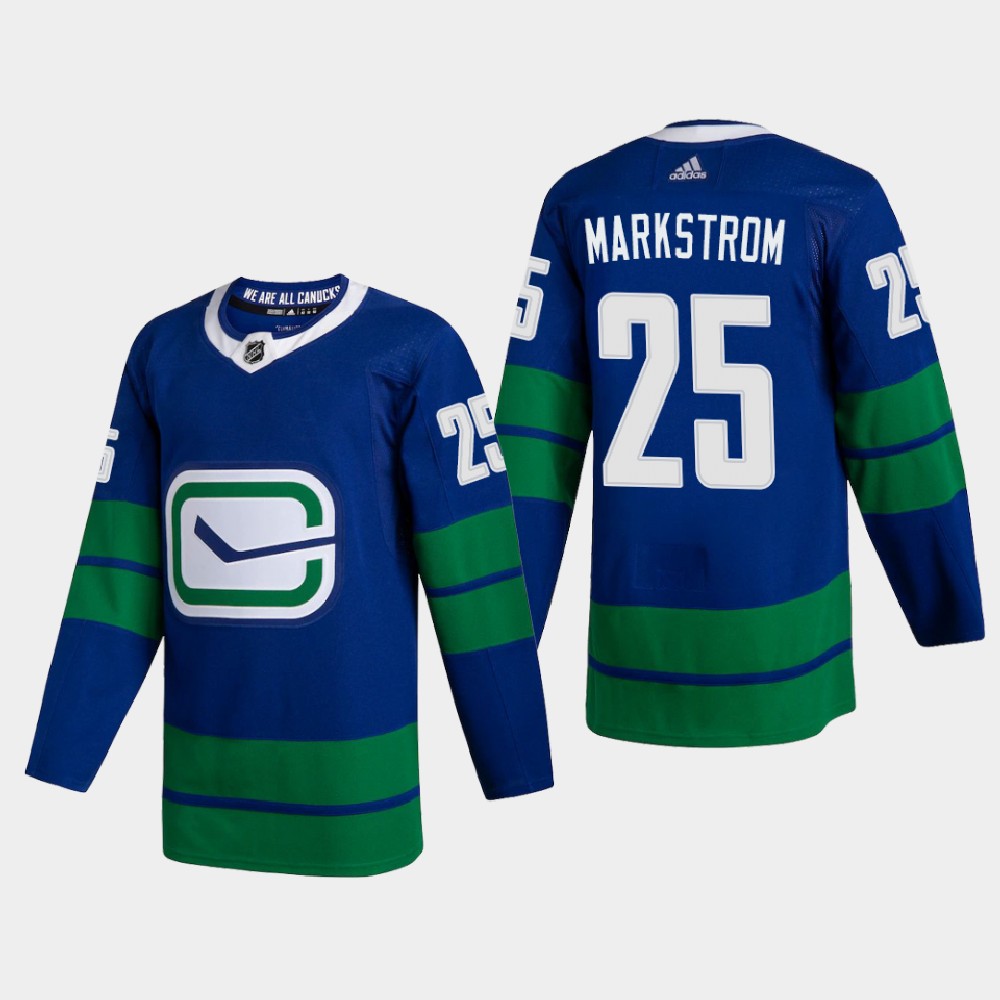 Vancouver Canucks 25 Jacob Markstrom Men Adidas 2020 Authentic Player Alternate Stitched NHL Jersey Blue